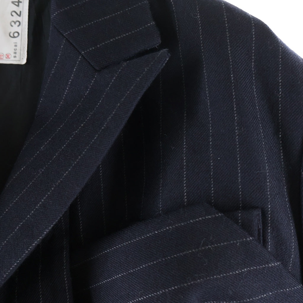 Sacai(サカイ) 22AW Chalk Stripe Jacket ストライプ ベルテッド テーラードジャケット レディース グレー 22-06324
