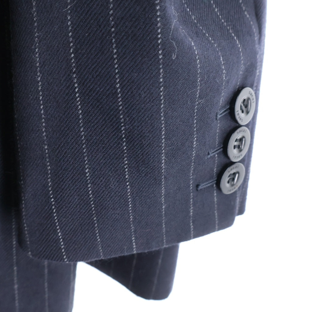 Sacai(サカイ) 22AW Chalk Stripe Jacket ストライプ ベルテッド テーラードジャケット レディース グレー 22-06324
