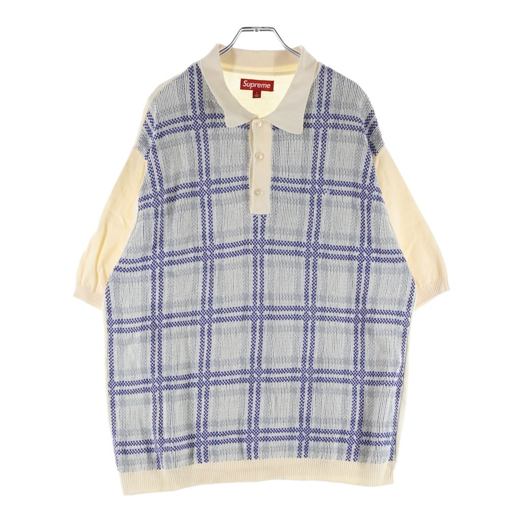 SUPREME(シュプリーム) 24SS Plaid Knit S/S Polo プレイド ニット半袖ポロシャツ アイボリー