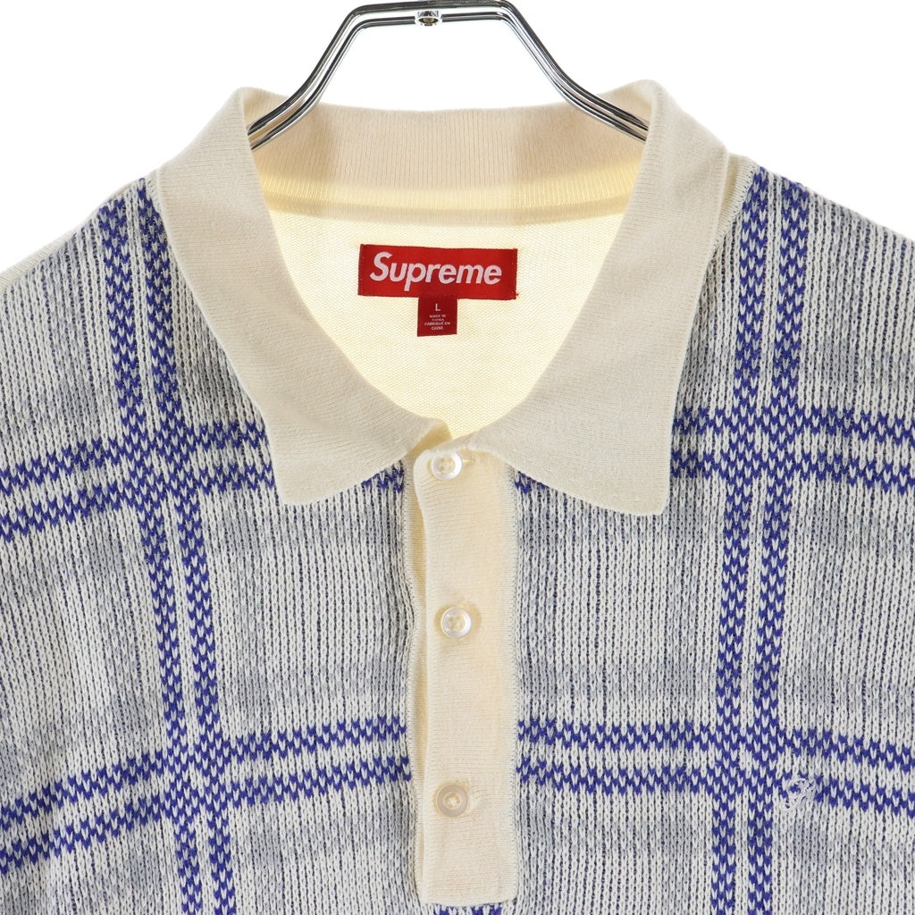 SUPREME(シュプリーム) 24SS Plaid Knit S/S Polo プレイド ニット半袖ポロシャツ アイボリー