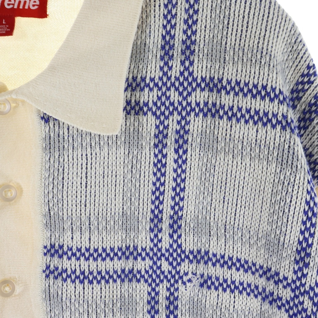 SUPREME(シュプリーム) 24SS Plaid Knit S/S Polo プレイド ニット半袖ポロシャツ アイボリー