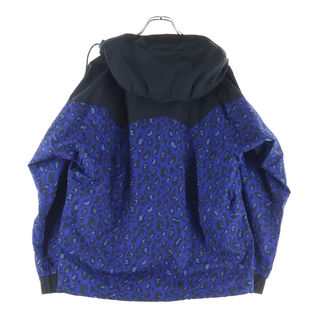 A BATHING APE(アベイシングエイプ) サル レオパードカモ フーデッドジャケット マウンテンパーカ ブラック/ブルー 001LJA801015X