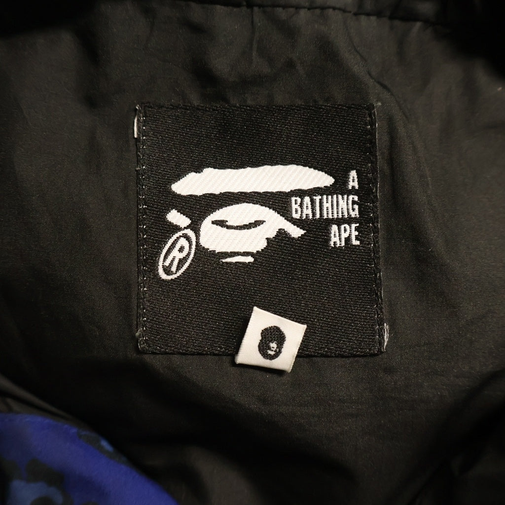 A BATHING APE(アベイシングエイプ) サル レオパードカモ フーデッドジャケット マウンテンパーカ ブラック/ブルー 001LJA801015X