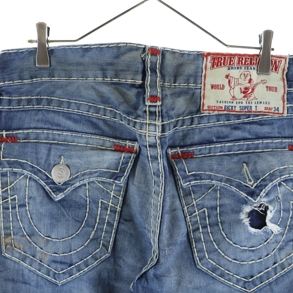 TRUE RELIGION(トゥルーレリジョン) RICKY SUPER T STRAIGHT USA製 リッキー スーパーT ストレート デニムパンツ インディゴ M24859P90