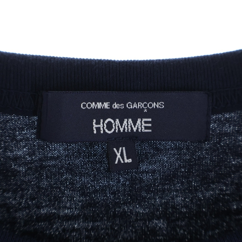COMME des GARCONS HOMME(コムデギャルソンオム) AD2025 コットン天竺をボディ ロングスリーブカットソー 1ポケット 長袖Tシャツ ネイビー HQ-T102
