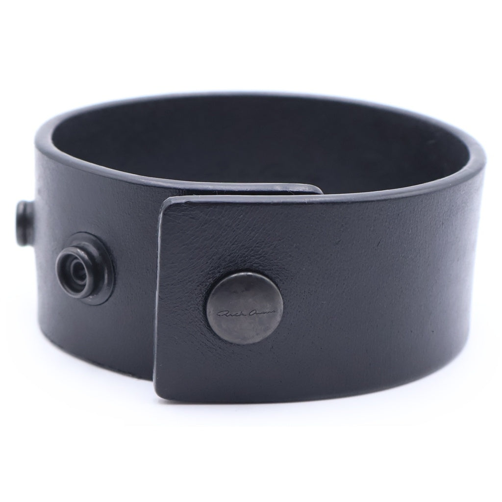 Rick Owens(リックオウエンス) 25SS ANTHEM CUFF アンセムカフ レザーバングル ブレスレット ブラック RA01E0601