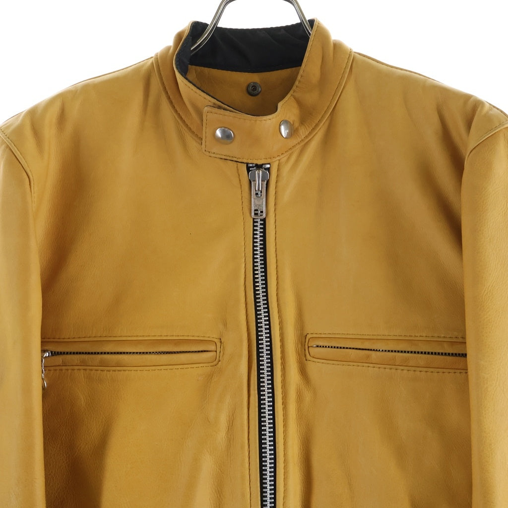 VANSON(バンソン) BACKDROP別注 9Bモデル ライナー付き レザー シングルライダースジャケット イエロー