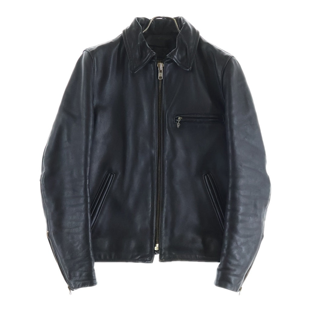 VANSON(バンソン) 9D 中綿キルティング スナップボタン レザー シングルライダースジャケット ブラック