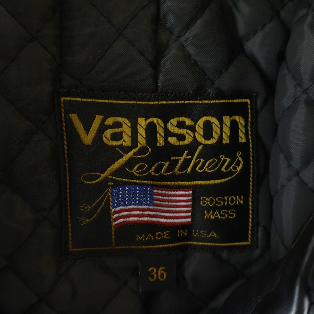 VANSON(バンソン) 9D 中綿キルティング スナップボタン レザー シングルライダースジャケット ブラック