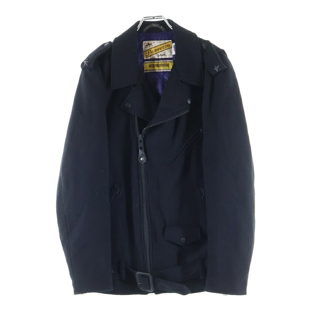 SCHOTT(ショット) ×NEIGHBORHOOD ネイバーフッド ウール ダブルライダースジャケット ネイビー SHNH-JK-03