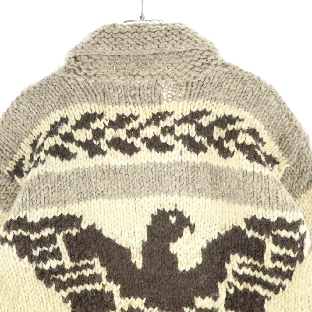CANADIAN SWEATER(カナディアンセーター) ウール ジップフライ カウチンニットジャケット セーター ブラウン/ベージュ
