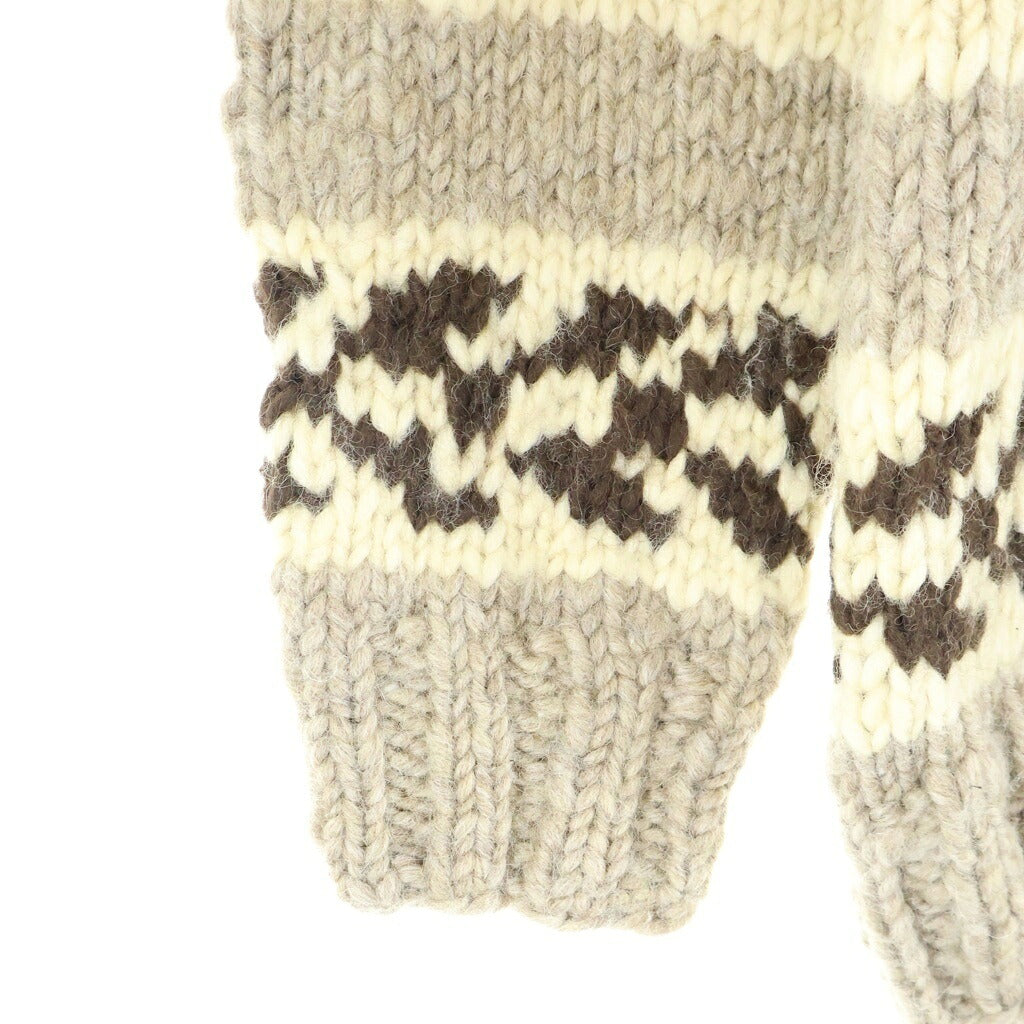 CANADIAN SWEATER(カナディアンセーター) ウール ジップフライ カウチンニットジャケット セーター ブラウン/ベージュ