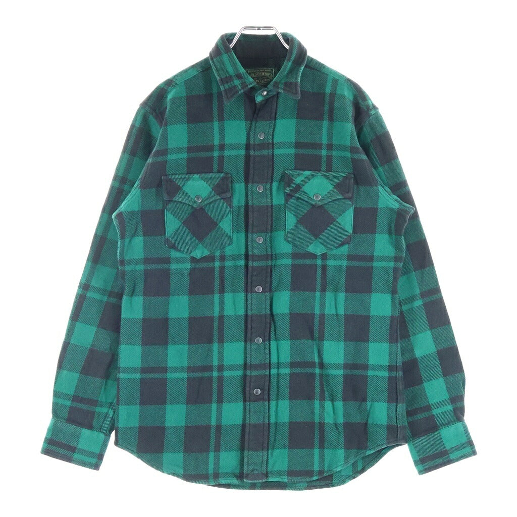 POLO RALPH LAUREN(ポロラルフローレン) POLO COUNTRY CLASSIC FIT PLAID FLANNEL WORKSHIRT ポロカントリー クラシック フィット プラッド フランネル ワークシャツ エルボーパッチ チェック柄 グリーン