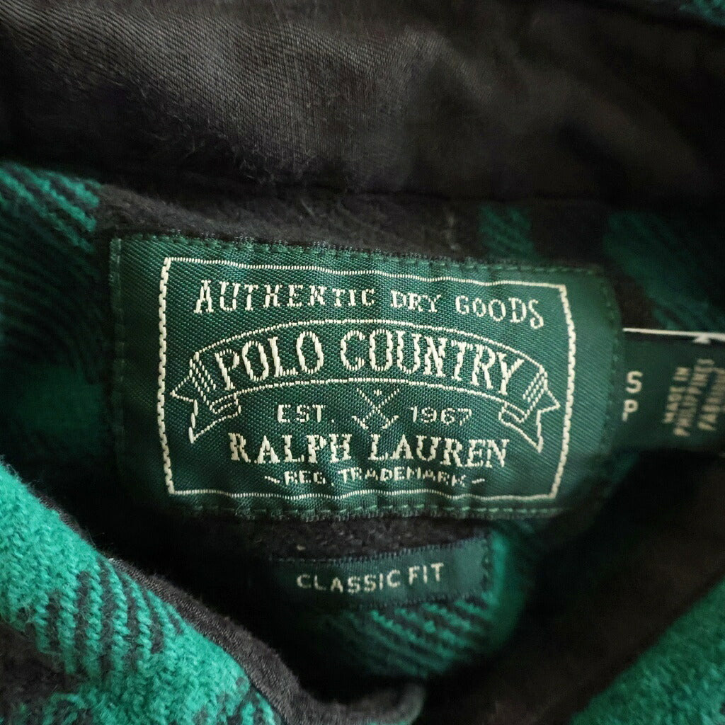 POLO RALPH LAUREN(ポロラルフローレン) POLO COUNTRY CLASSIC FIT PLAID FLANNEL WORKSHIRT ポロカントリー クラシック フィット プラッド フランネル ワークシャツ エルボーパッチ チェック柄 グリーン
