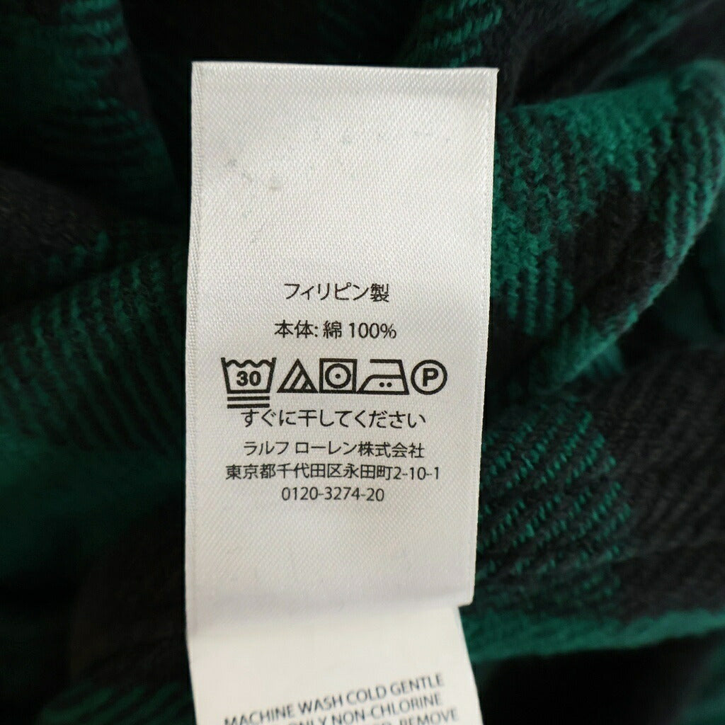 POLO RALPH LAUREN(ポロラルフローレン) POLO COUNTRY CLASSIC FIT PLAID FLANNEL WORKSHIRT ポロカントリー クラシック フィット プラッド フランネル ワークシャツ エルボーパッチ チェック柄 グリーン