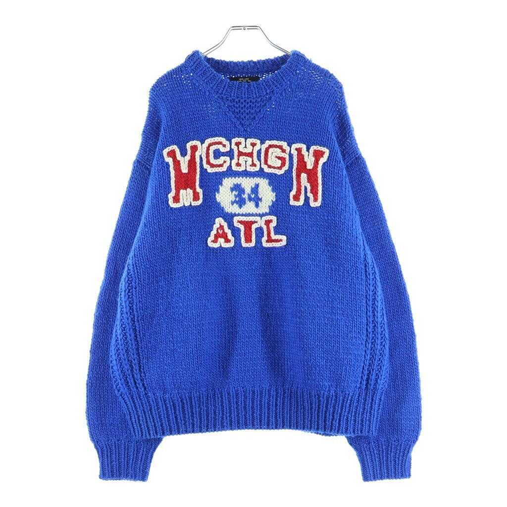 RICE NINE TEN(ライスナインテン) HAND KNITTING SWAETSHIRT カレッジ ウールニット セーター ブルー