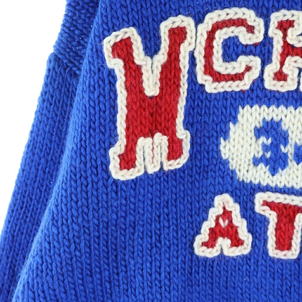 RICE NINE TEN(ライスナインテン) HAND KNITTING SWAETSHIRT カレッジ ウールニット セーター ブルー
