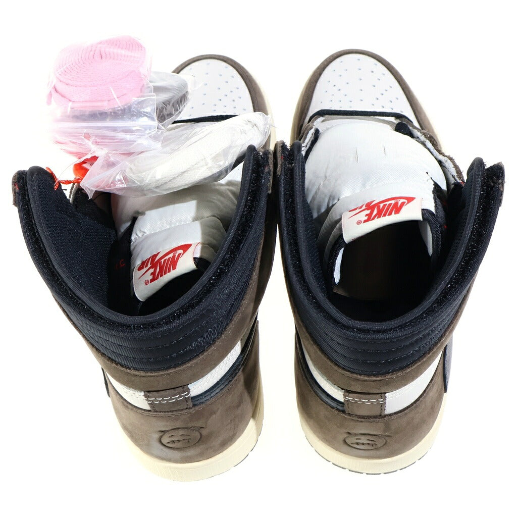 NIKE(ナイキ) ×TRAVIS SCOTT AIR JORDAN 1 HIGH OG TS SP トラヴィススコット エアジョーダン1 ハイカットスニーカー ブラウン/ホワイト US9/27cm CD4487-100