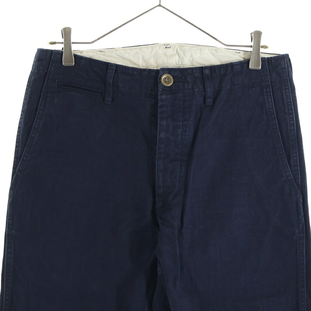 VISVIM(ヴィスヴィム) 15AW CHINO DMGD SLUB PANTS ヴィンテージ加工 シンチバック付き チノパンツ ネイビー 0115405008001