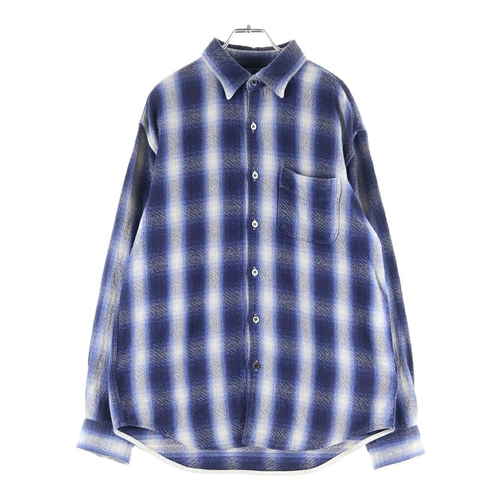 Ron Herman California(ロンハーマン カリフォルニア) FADE CHEAK SHIRT オンブレチェック コットン 長袖シャツ ブルー 3320700038