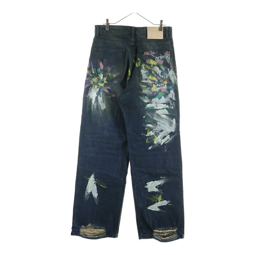 BASKETCASE GALLERY(バスケットケース ギャラリー) LAX BAGGY DENIM ダメージ加工 ペイント ジップフライ バギーデニム ジーンズ インディゴ