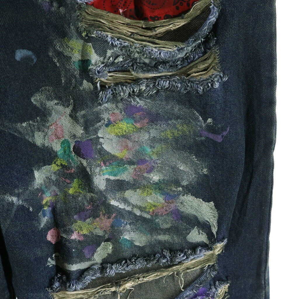 BASKETCASE GALLERY(バスケットケース ギャラリー) LAX BAGGY DENIM ダメージ加工 ペイント ジップフライ バギーデニム ジーンズ インディゴ
