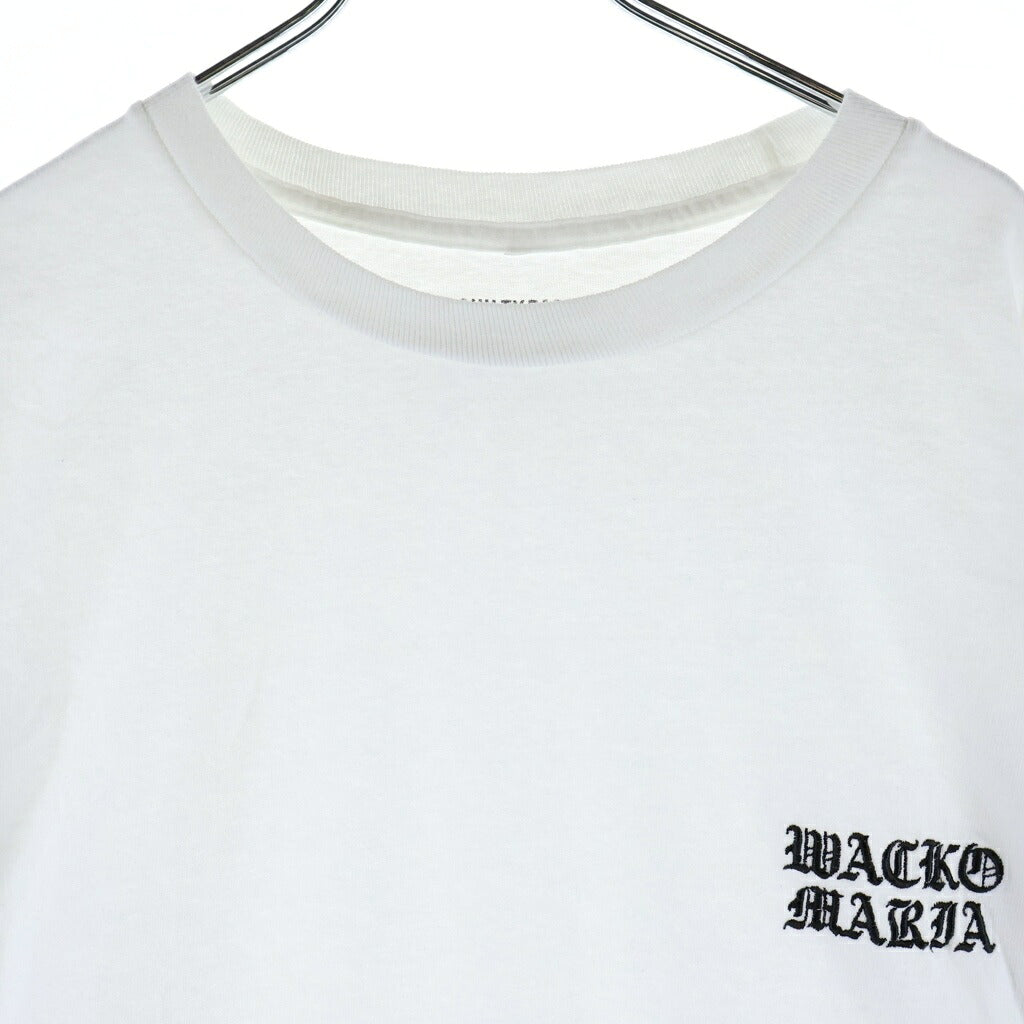 WACKO MARIA(ワコマリア) 24AW TIM LEHI/CREW NECK LONG SLEEVE TEE ティム リーハイ 袖プリント クルーネック 長袖Tシャツ ロングスリーブ ホワイト 24FW-WMT-LT03