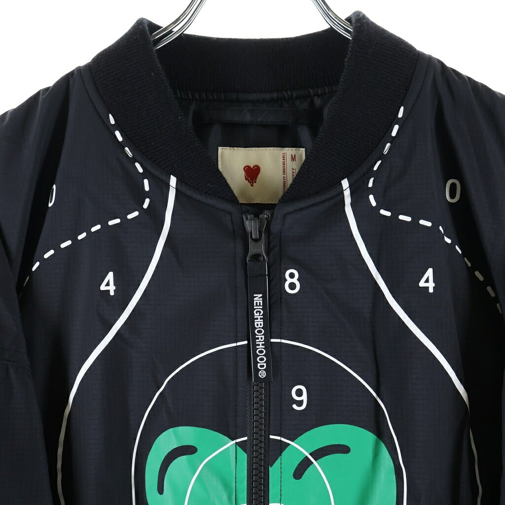 NEIGHBORHOOD(ネイバーフッド) 22AW ×EMOTIONALLY UNAVAILABLE EU MA-1 JK NY エモーショナリー・アンベイラブル アートデザインプリント 中綿ジップアップブルゾン ブラック 222TSEUN-JKM01S