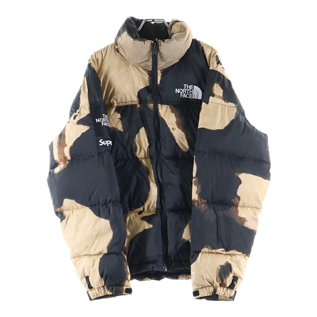 SUPREME(シュプリーム) 21AW ×THE NORTH FACE Bleached Denim Print Nuptse Jacket ブリーチドデニムプリント ヌプシダウンジャケット ブラック/ブラウン ND52100I