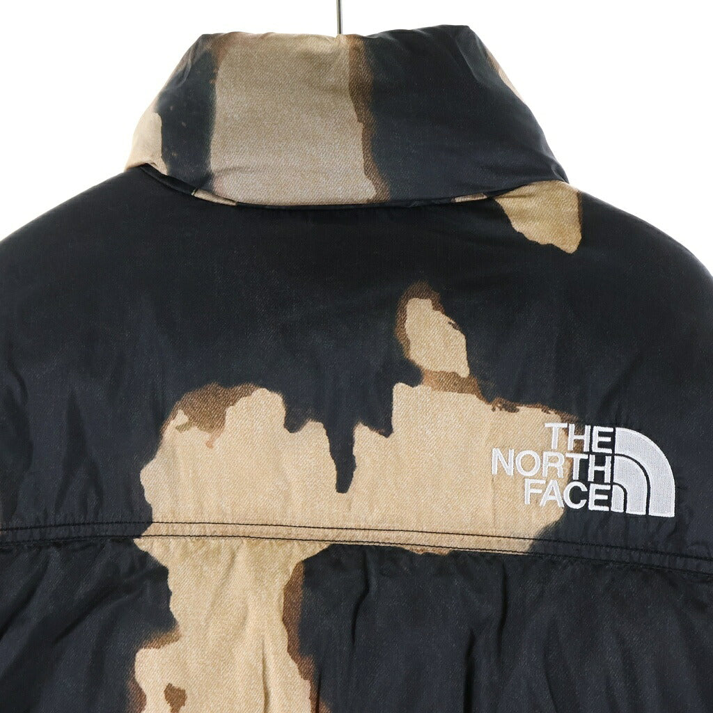 SUPREME(シュプリーム) 21AW ×THE NORTH FACE Bleached Denim Print Nuptse Jacket ブリーチドデニムプリント ヌプシダウンジャケット ブラック/ブラウン ND52100I