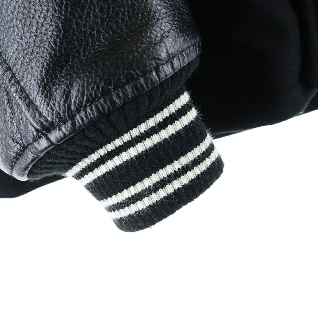 NEIGHBORHOOD(ネイバーフッド) 21AW CLUB WCL-JKT レザー切替 ウールスタジャン ジャケット ブラック 212SZNH-JKM03
