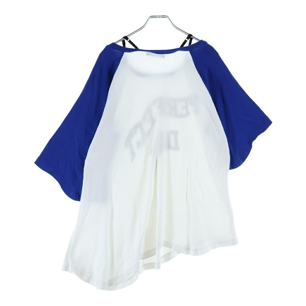 UNDERCOVER(アンダーカバー) 25SS 肩ヒモ付き ラグラン半袖Tシャツ カットソー レディース ホワイト/ブルー UC1E8805-2