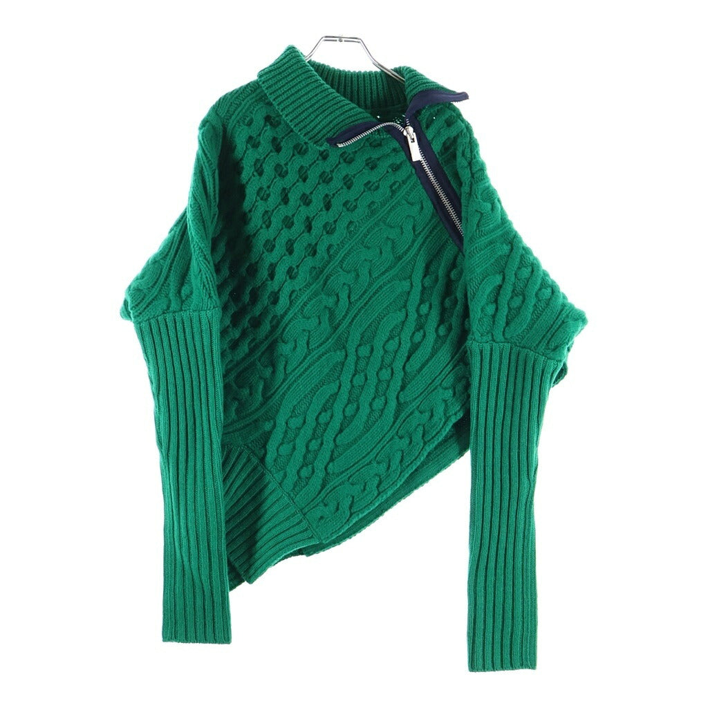 Sacai(サカイ) 21AW Twisted Cable High Neck Pullover ついステッドケーブル ハイネックプルオーバーニット レディース グリーン 21-05672