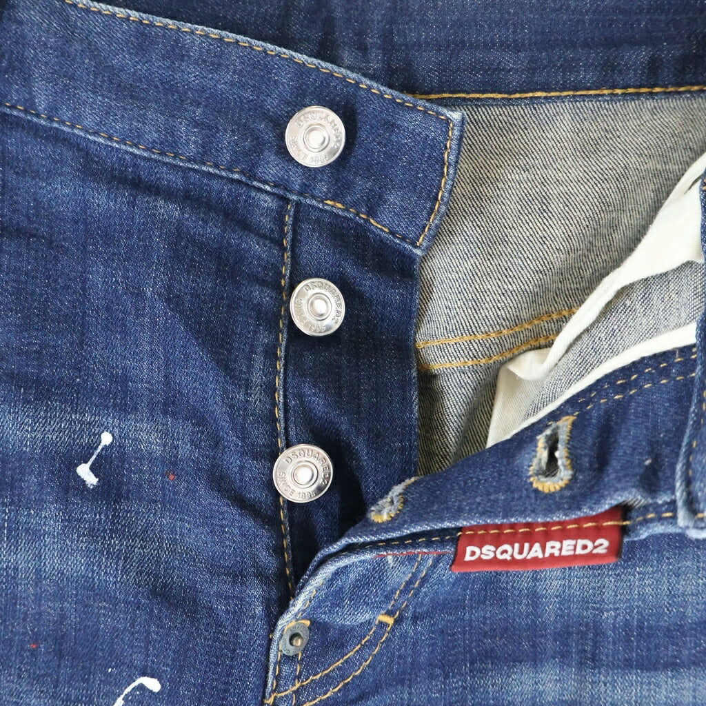 DSQUARED2(ディースクエアード) 17AW SEXY TWIST JEAN セクシーツイスト ペインテッド デニムパンツ インディゴ S74LB0268