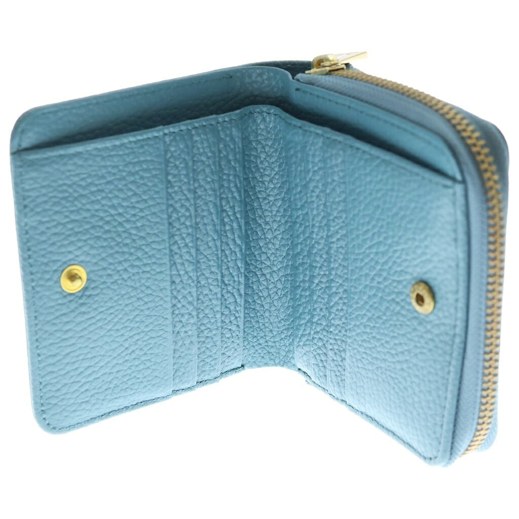 濱野(ハマノ) Mietia Wallet Plier ミーティアコンパクトウォレット プリエ 二つ折り財布 ブルー