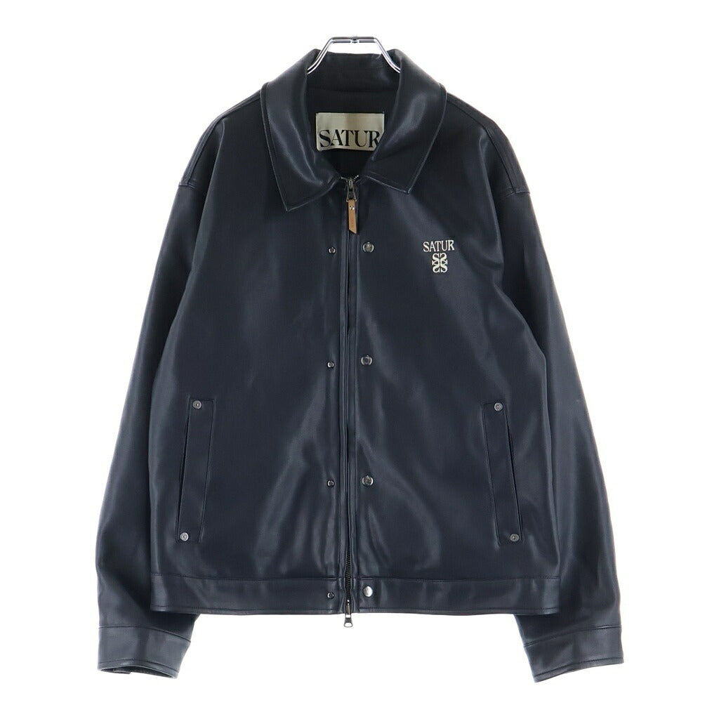 NO BRAND(ノーブランド) SATUR (セター) TEO SYNTHETIC LEATHER COLLAR JACKET テオ シンセティック フェイクレザージャケット ブラック SA253UJK12