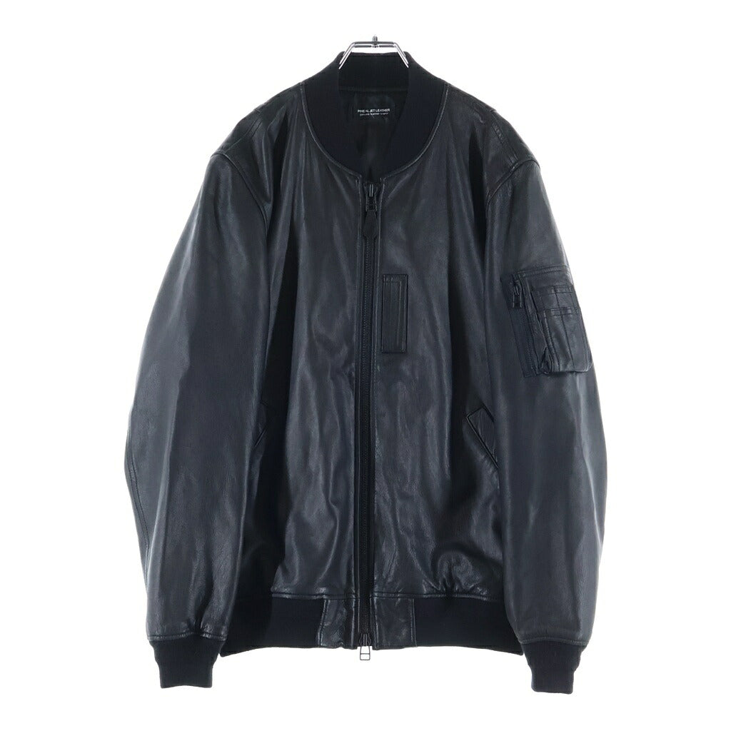 NO BRAND(ノーブランド) PINEAL JET LEATHER(ピネールジェットレザー) シープスキン ジップアップジャケット ブルゾン ブラック