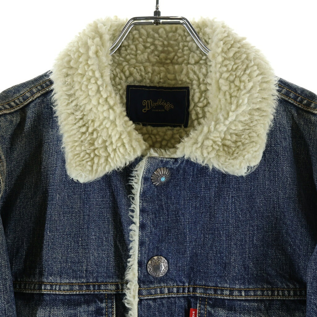 Marbles(マーブルズ) Denim Boa 3rd Jacket コンチョスナップボタン ロング デニムボアジャケット インディゴ MJK-A1706