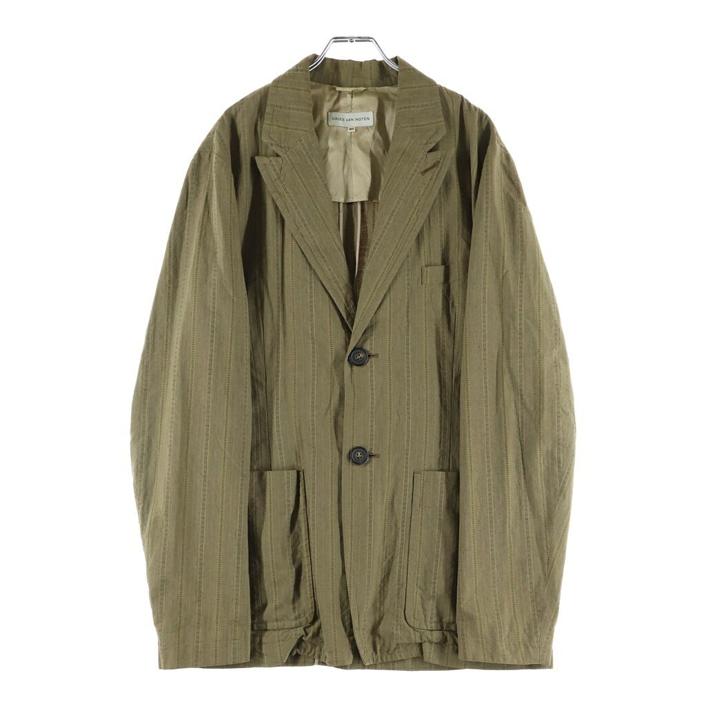 DRIES VAN NOTEN(ドリスヴァンノッテン) ストライプ 2B シングルテーラードジャケット カーキ