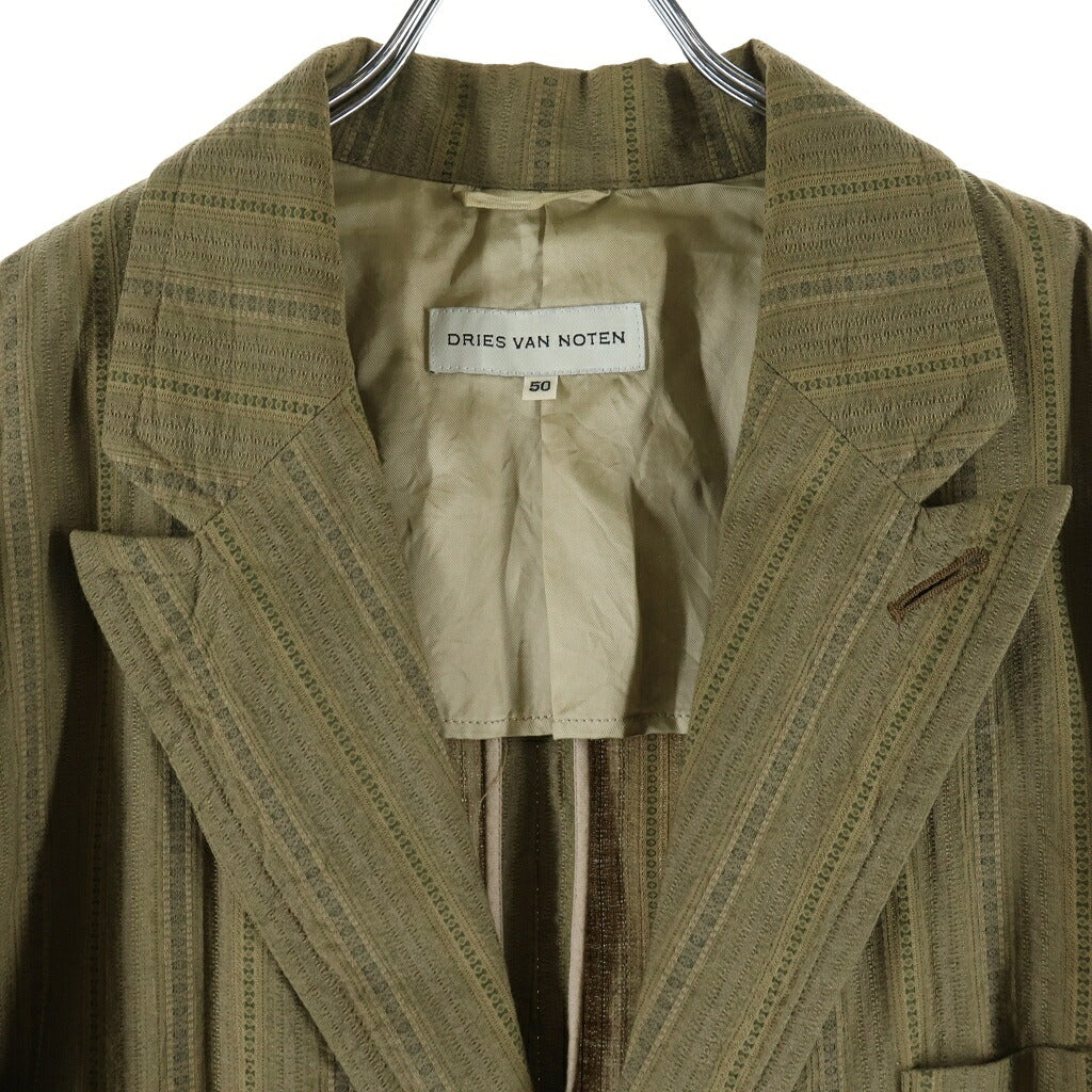 DRIES VAN NOTEN(ドリスヴァンノッテン) ストライプ 2B シングルテーラードジャケット カーキ