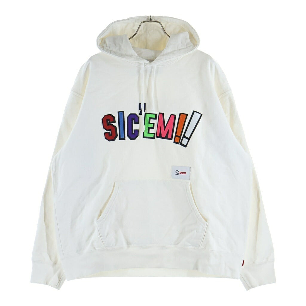 SUPREME(シュプリーム) 21AW ×WTAPS Sic'em! Hooded Sweatshirt ダブルタップス シックエム フロント刺繍 スウェット プルオーバーパーカー ホワイト