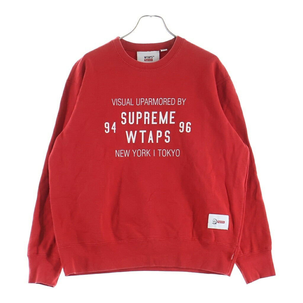 SUPREME(シュプリーム) 21AW ×WTAPS Crewneck ダブルタップス ロゴプリント クルーネックトレーナー レッド