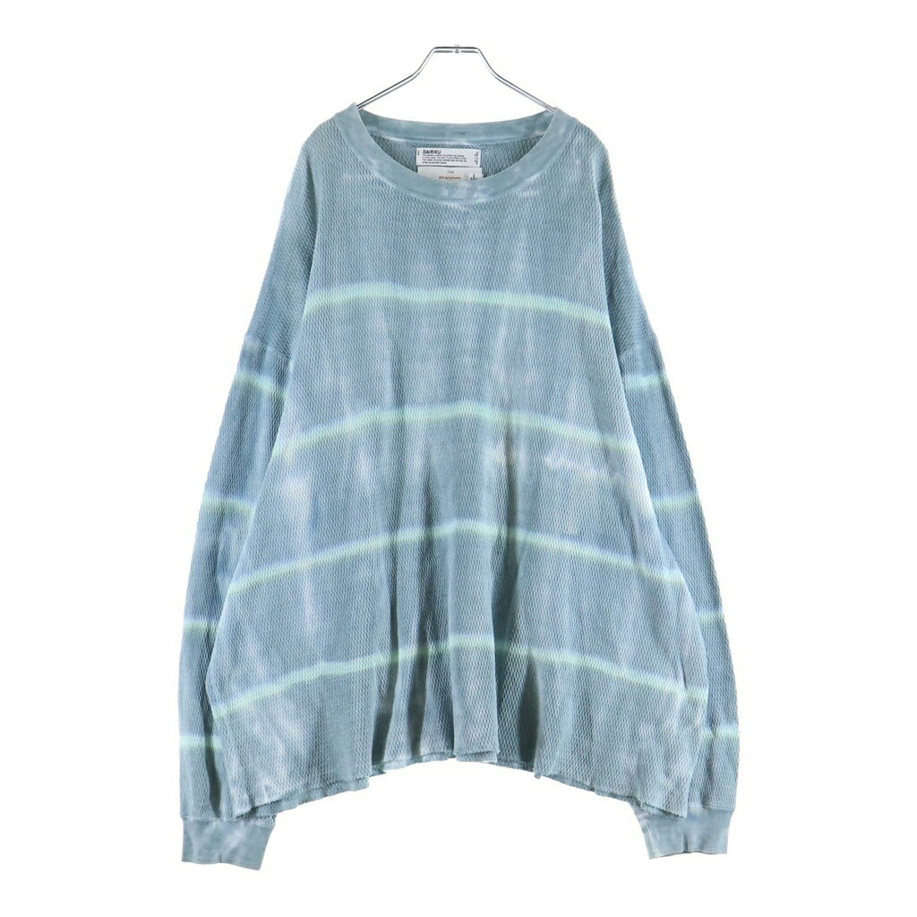 DAIRIKU(ダイリク) Tie-dye Thermal Tee タイダイ クルーネックサーマル長袖Tシャツ カットソー ライトブルー 21SS C-7