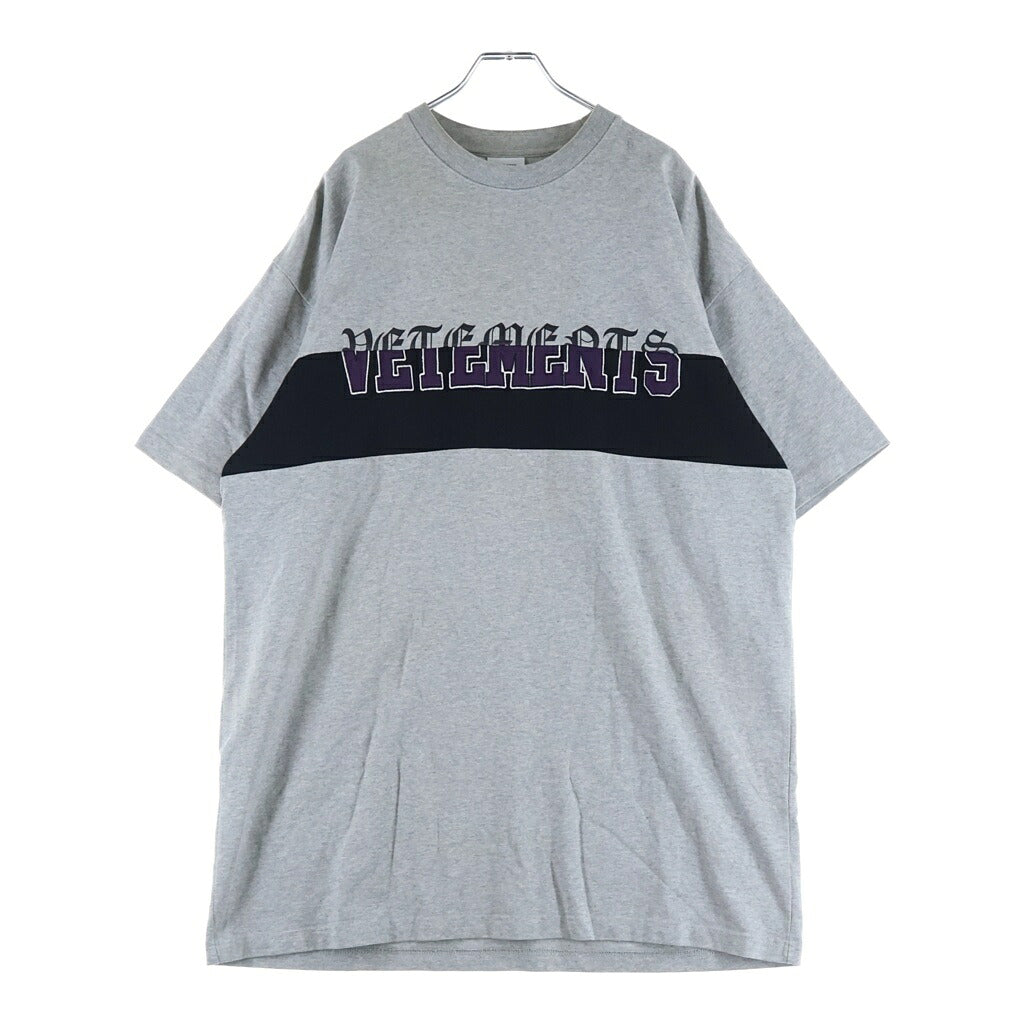 VETEMENTS(ヴェトモン) Horizontal Cut Up Logo Tee カットアップロゴ クルーネック半袖Tシャツ カットソー グレー