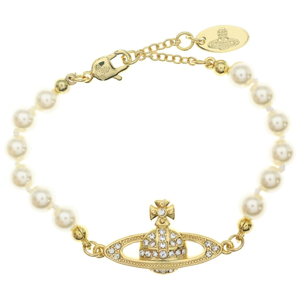 Vivienne Westwood(ヴィヴィアンウエストウッド) MINI BAS RELIEF PEARL ミニバスレリーフ パールモチーフ ブレスレット ゴールド/ホワイト