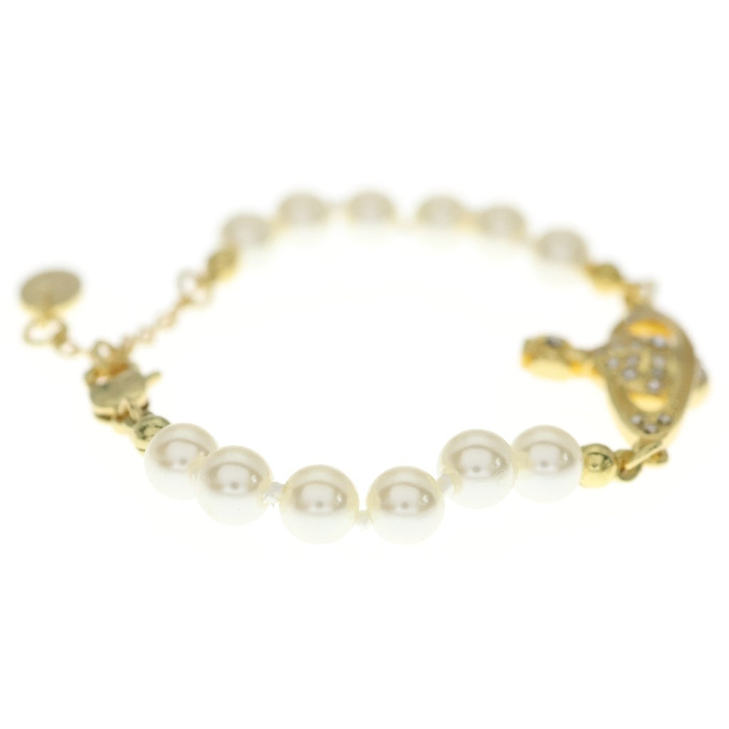 Vivienne Westwood(ヴィヴィアンウエストウッド) MINI BAS RELIEF PEARL ミニバスレリーフ パールモチーフ ブレスレット ゴールド/ホワイト