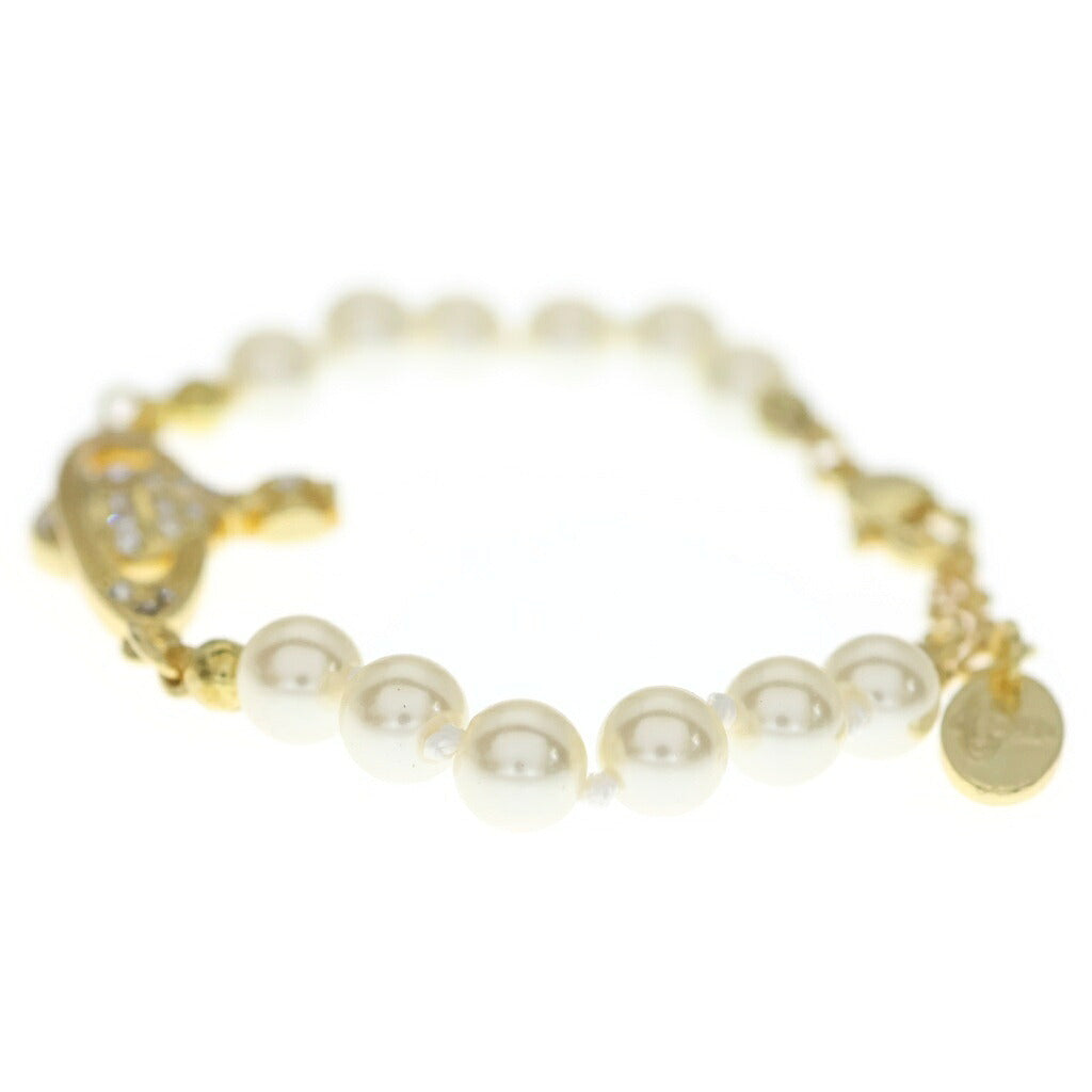 Vivienne Westwood(ヴィヴィアンウエストウッド) MINI BAS RELIEF PEARL ミニバスレリーフ パールモチーフ ブレスレット ゴールド/ホワイト
