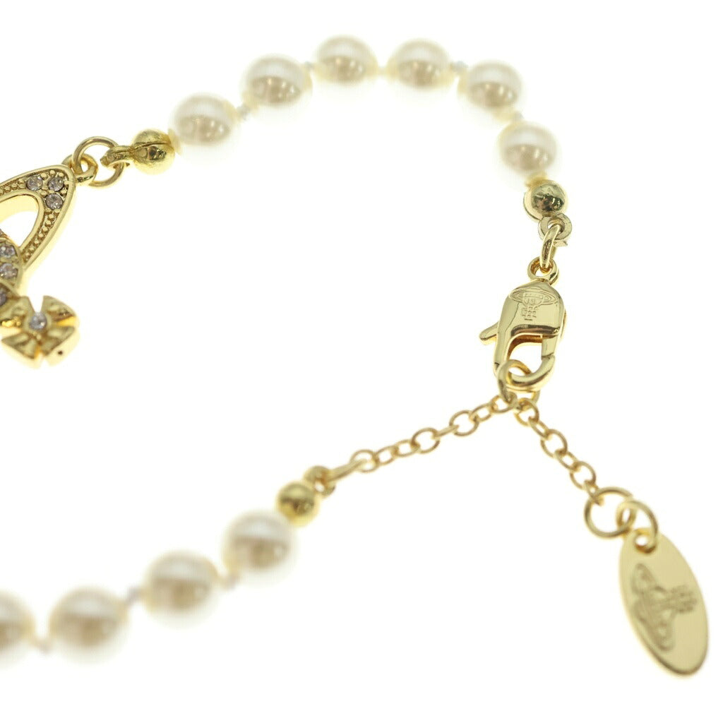 Vivienne Westwood(ヴィヴィアンウエストウッド) MINI BAS RELIEF PEARL ミニバスレリーフ パールモチーフ ブレスレット ゴールド/ホワイト