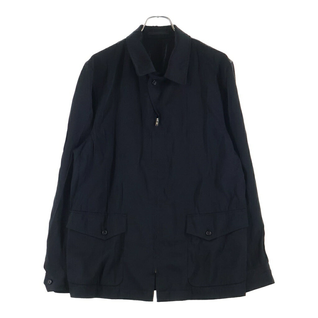 COMME des GARCONS HOMME PLUS(コムデギャルソンオムプリュス) 94SS AD1993 オープンカラー レーヨン混 ジップアップジャケット ブルゾン ブラック PJ-100520
