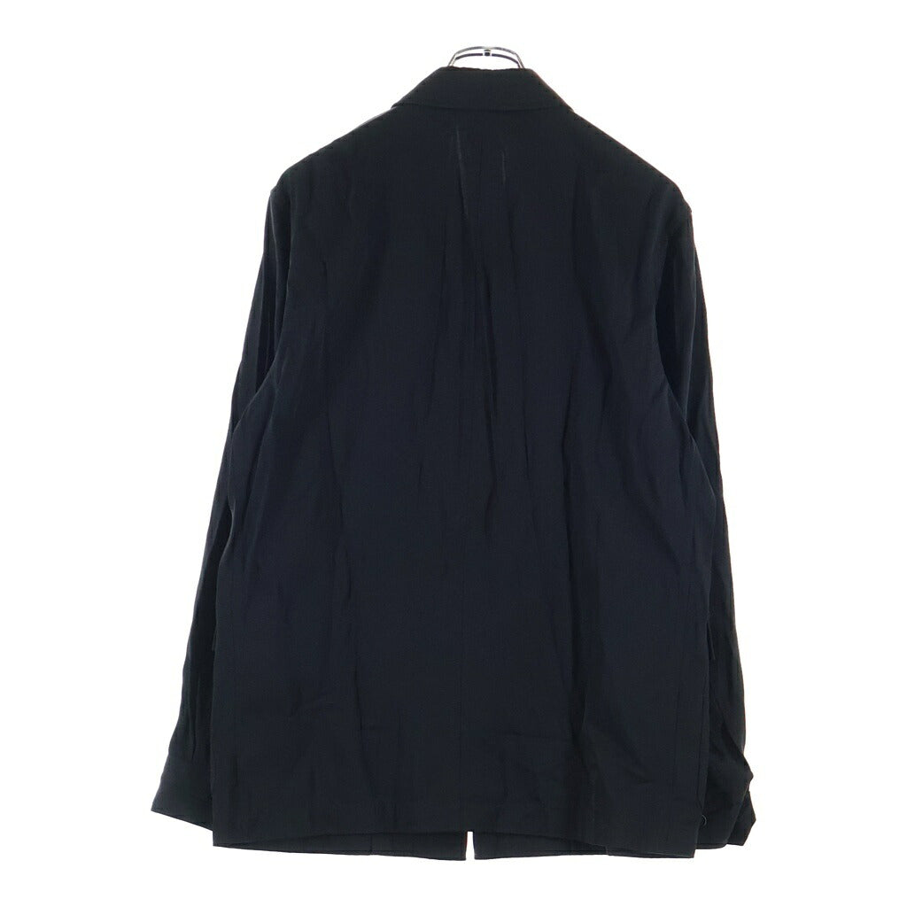 COMME des GARCONS HOMME PLUS(コムデギャルソンオムプリュス) 94SS AD1993 オープンカラー レーヨン混 ジップアップジャケット ブルゾン ブラック PJ-100520